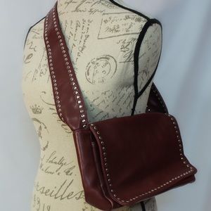 * Nine West Studded Deep Red Satchel *
